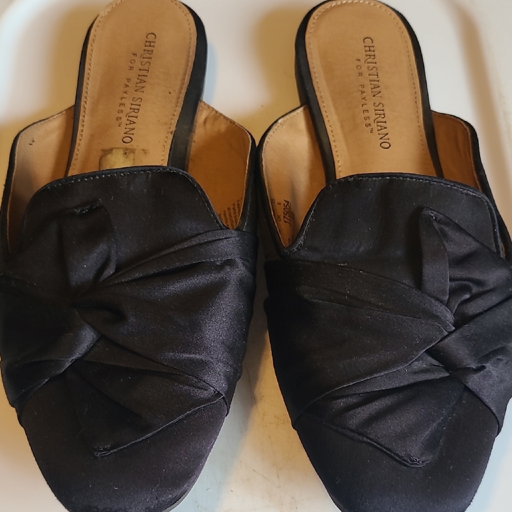 Christian Siriano Black Knot Slip-On Mules